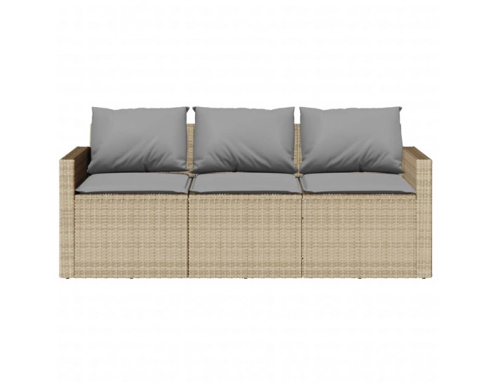Sonata H Градински диван с възглавници 3-местен бежов полиратан
