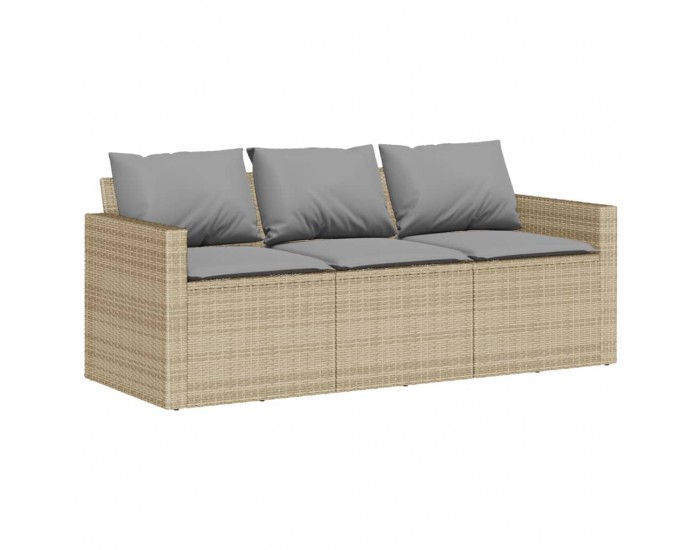 Sonata H Градински диван с възглавници 3-местен бежов полиратан
