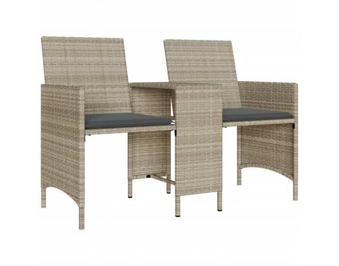 Sonata H 2-местен външен диван с маса и табуретки светлосив полиратан