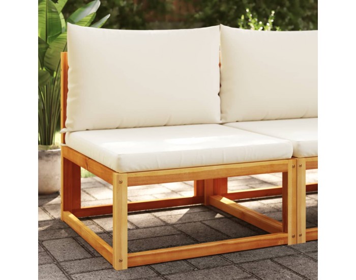 Sonata H Градински диван без подлакътници с възглавници, дърво, акация и ратан