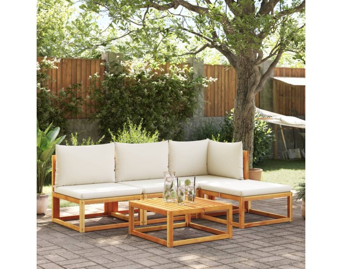 Sonata H Градински диван без подлакътници с възглавници, дърво, акация и ратан