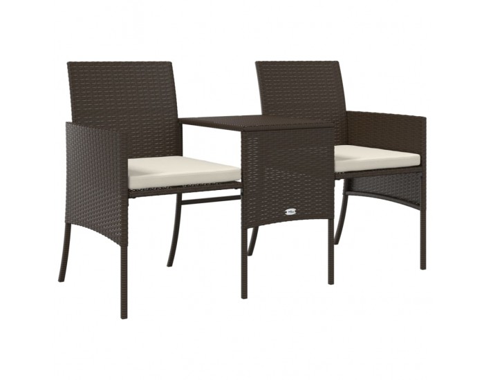 Sonata H 2-местен градински диван с маса и табуретки кафяв полиратан