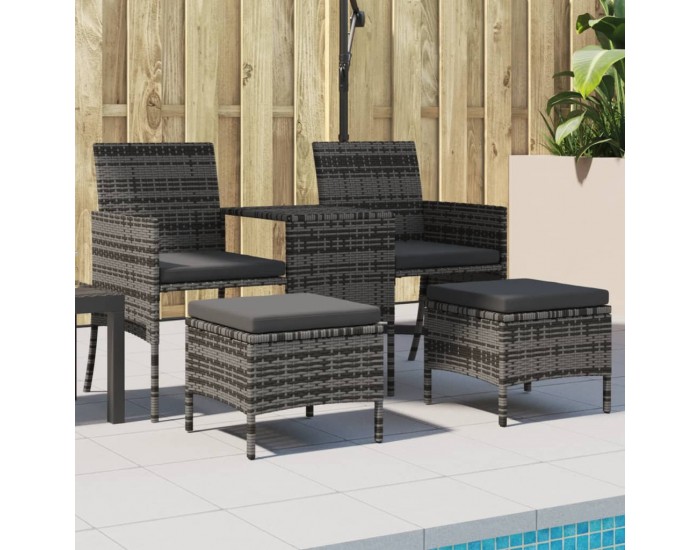 Sonata H 2-местен градински диван с маса и табуретки сив полиратан