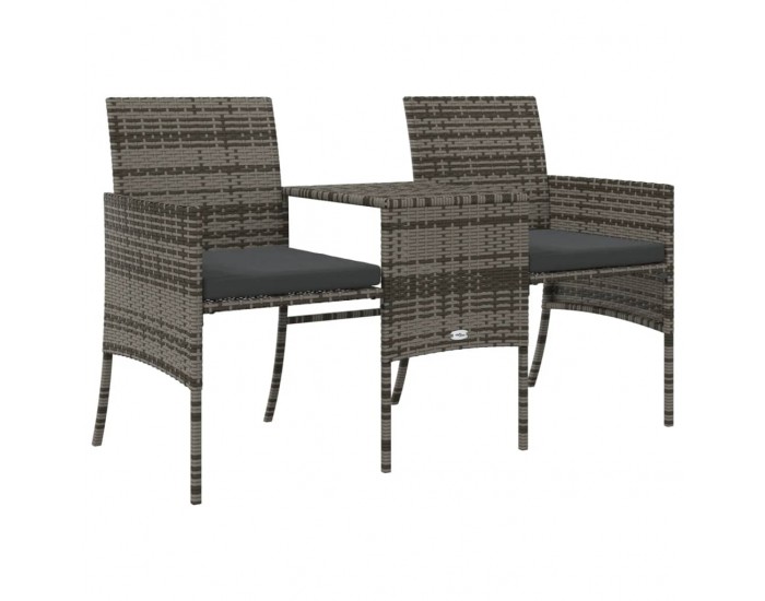 Sonata H 2-местен градински диван с маса и табуретки сив полиратан