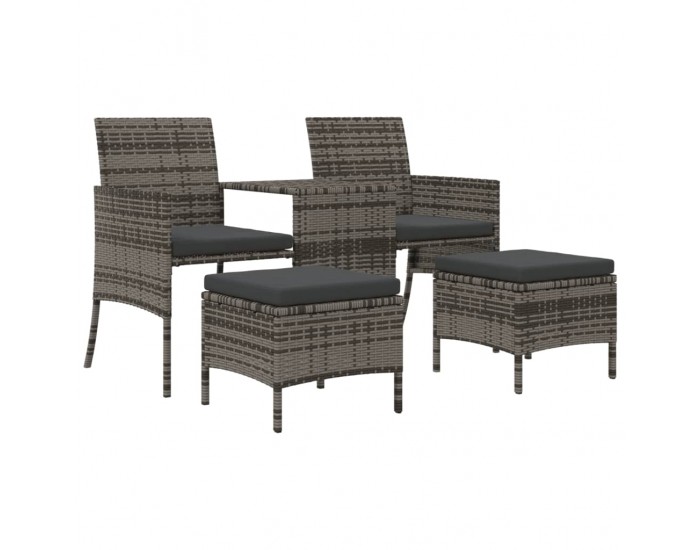 Sonata H 2-местен градински диван с маса и табуретки сив полиратан