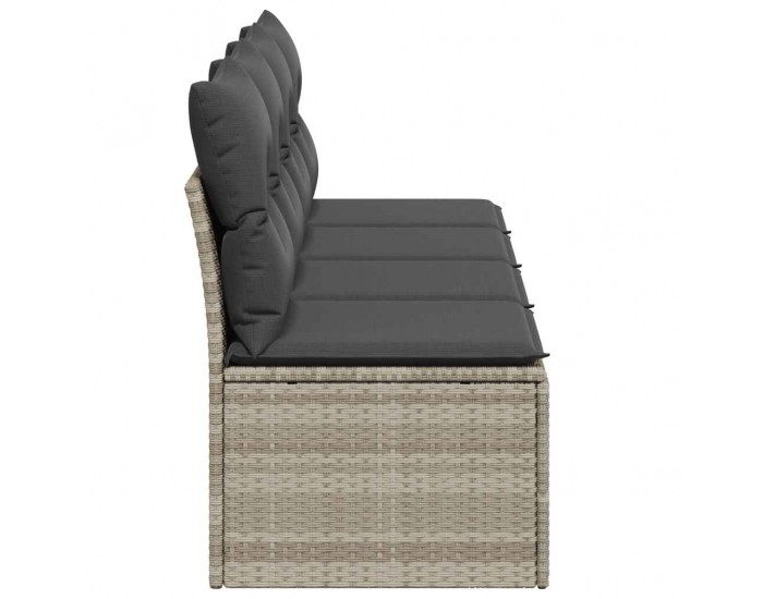 Sonata H Градински диван с възглавници, 4-местен, светлосив, полиратан