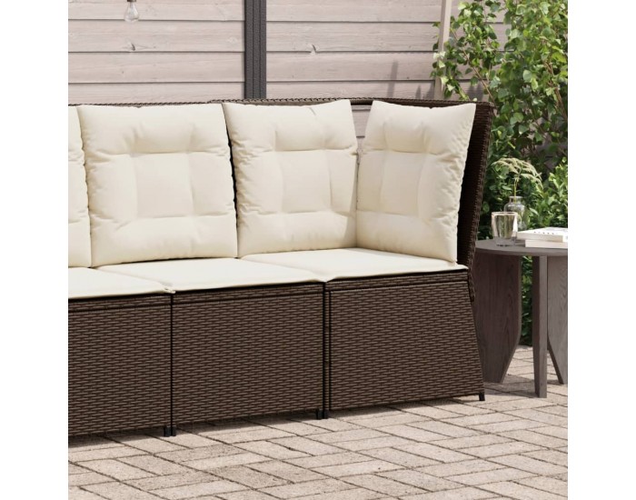 Sonata H Градински ъглов диван с възглавници, кафяв, полиратан