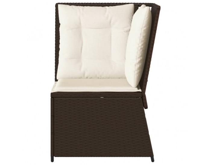 Sonata H Градински ъглов диван с възглавници, кафяв, полиратан