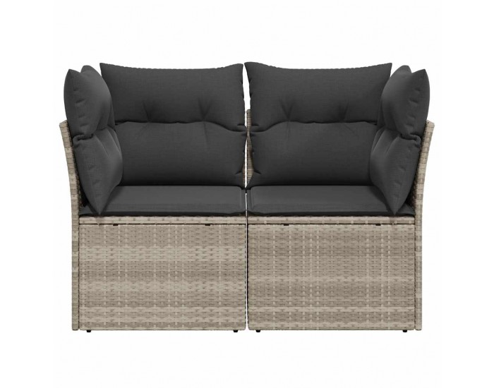 Sonata H Градински диван с възглавници 2-местен светлосив полиратан