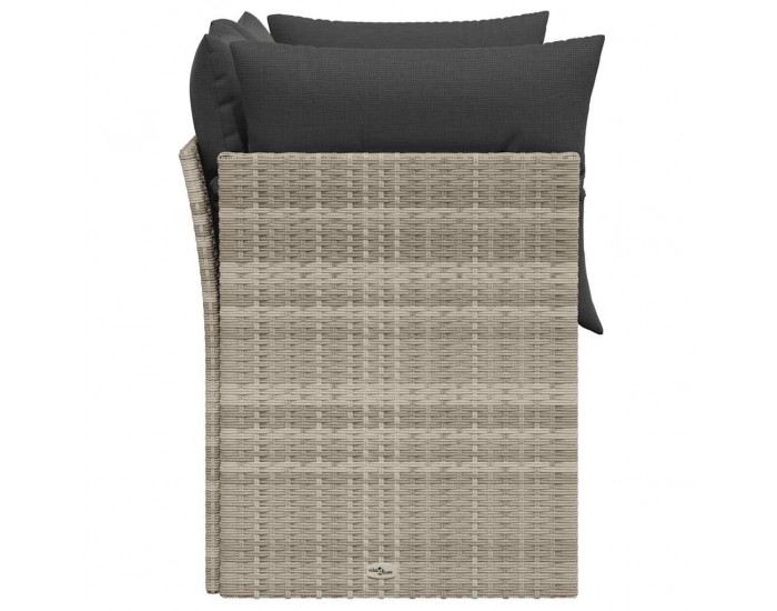 Sonata H Градински диван с възглавници 2-местен светлосив полиратан