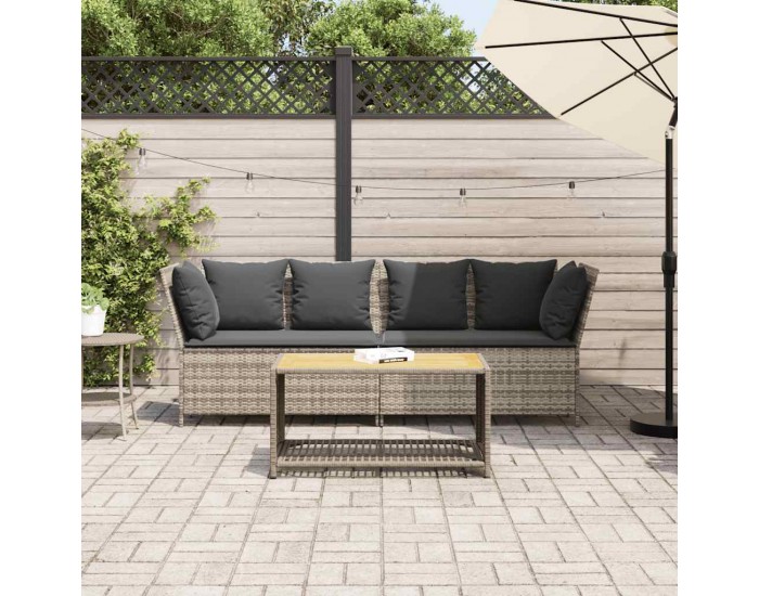 Sonata H Градински диван с възглавници, светлосив, полиратан