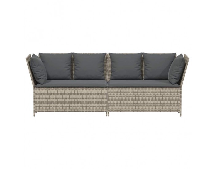 Sonata H Градински диван с възглавници, светлосив, полиратан