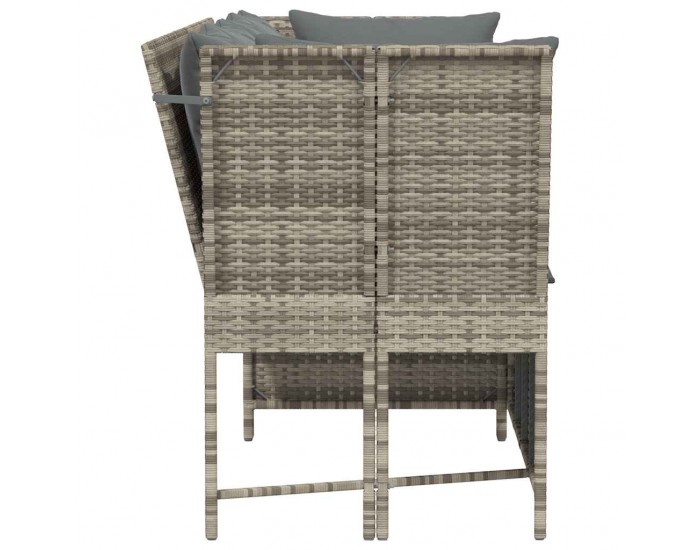 Sonata H Градински диван с възглавници, светлосив, полиратан