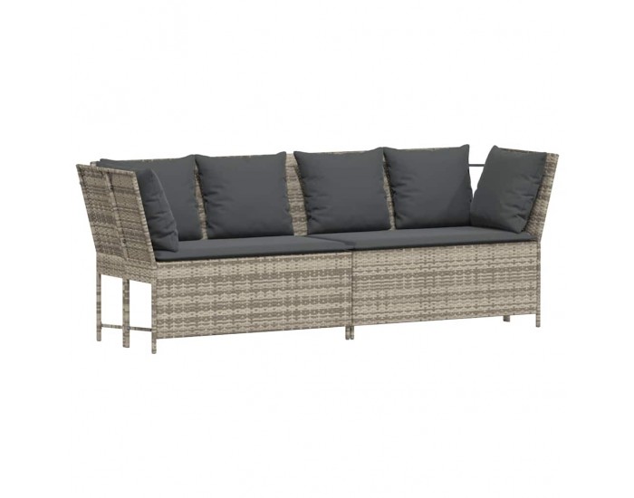 Sonata H Градински диван с възглавници, светлосив, полиратан