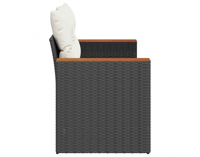 Sonata H Градински диван с възглавници 2-местен черен полиратан