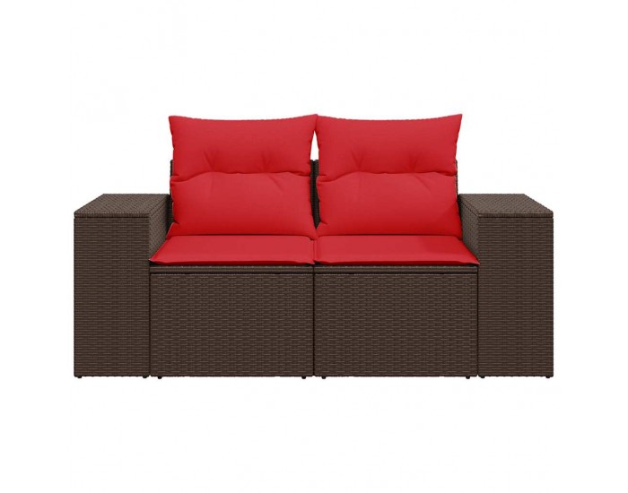 Sonata H Градински диван с възглавници, двуместен, кафяв, полиратан