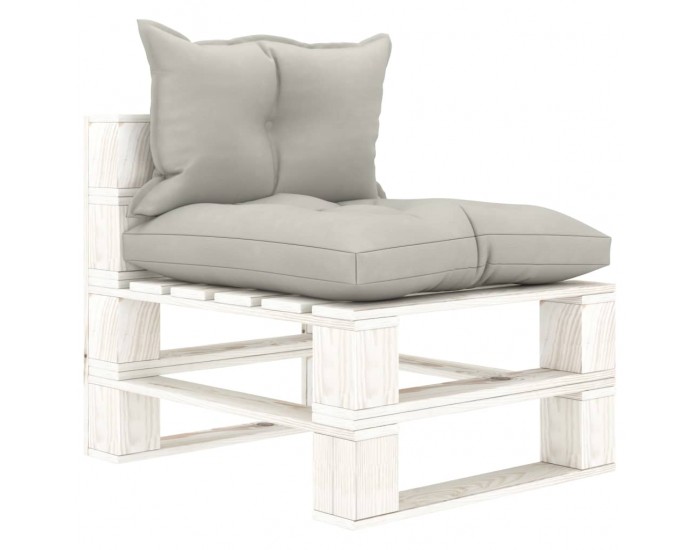 Sonata H Градински палетен среден диван с възглавници таупе, дърво