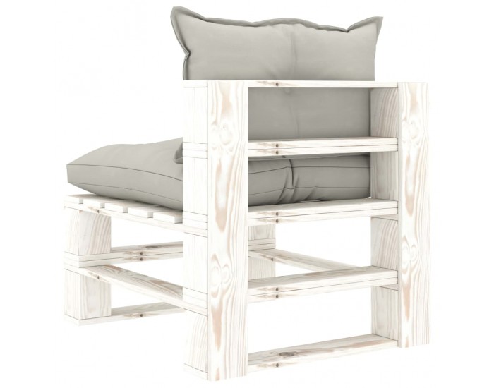 Sonata H Градински палетен среден диван с възглавници таупе, дърво