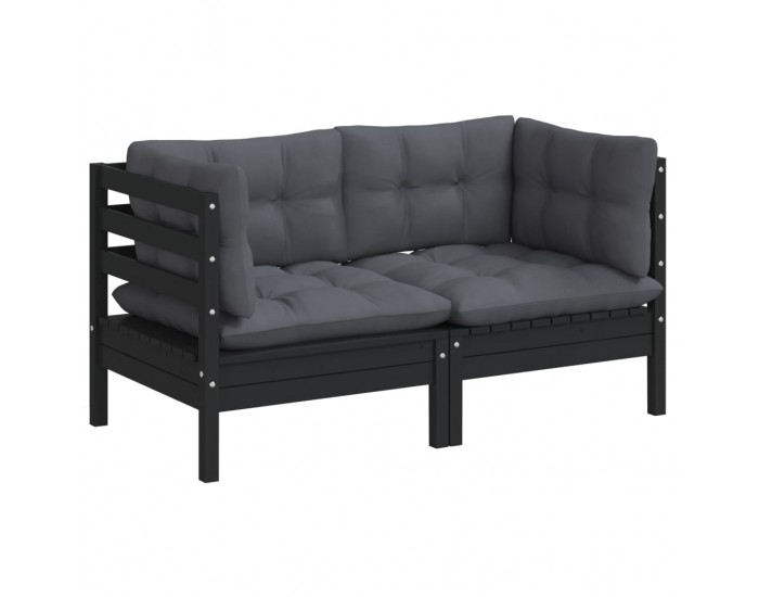 Sonata H 2-местен градински диван с възглавници антрацит, бор масив
