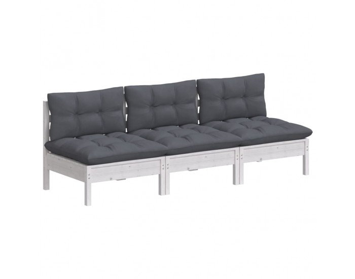 Sonata H 3-местен градински диван с възглавници антрацит, бор масив