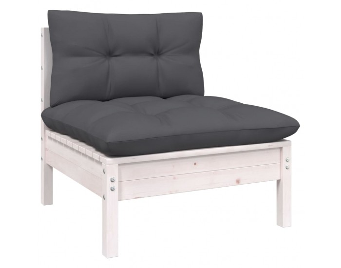 Sonata H 3-местен градински диван с възглавници антрацит, бор масив