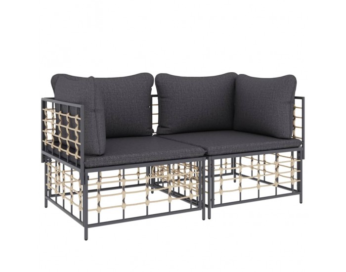 Sonata H Секционни ъглови дивани с възглавници, 2 бр, полиратан