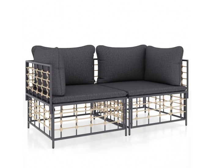 Sonata H Секционни ъглови дивани с възглавници, 2 бр, полиратан