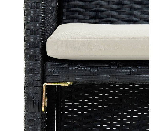 Sonata H 2-местен градински диван с възглавници, черен, полиратан