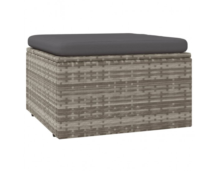 Sonata H Градинска табуретка с възглавница, сива, 55x55x30 см, полиратан