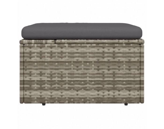 Sonata H Градинска табуретка с възглавница, сива, 55x55x30 см, полиратан