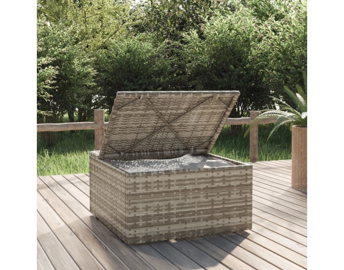 Sonata H Градинска табуретка с възглавница, сива, 55x55x30 см, полиратан