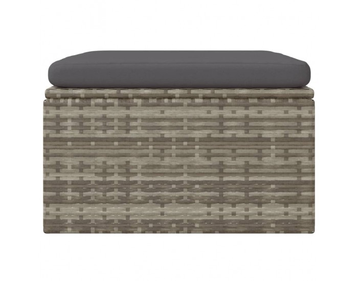 Sonata H Градинска табуретка с възглавница, сива, 55x55x30 см, полиратан