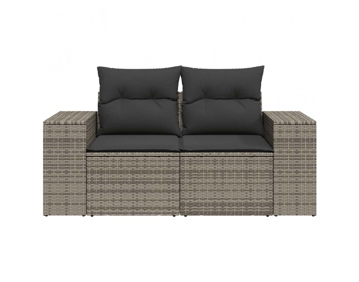 Sonata H Градински диван с възглавници 2-местен сив полиратан