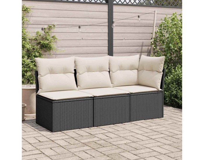 Sonata H Градинско кресло без подлакътници с възглавници черен полиратан