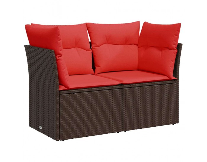 Sonata H Градински диван с възглавници, двуместен, кафяв, полиратан