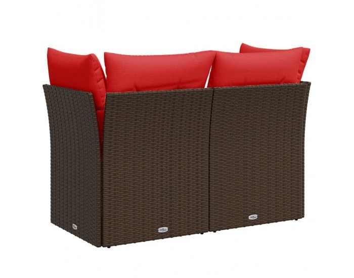 Sonata H Градински диван с възглавници, двуместен, кафяв, полиратан