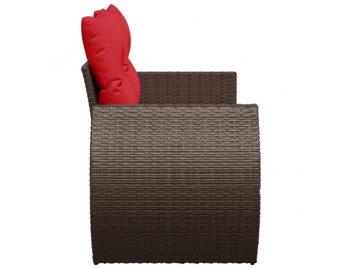 Sonata H Градински диван с възглавници, двуместен, кафяв, полиратан