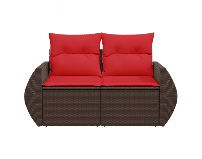 Sonata H Градински диван с възглавници, двуместен, кафяв, полиратан