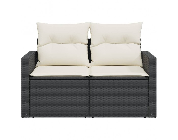 Sonata H Градински диван с възглавници 2-местен черен полиратан