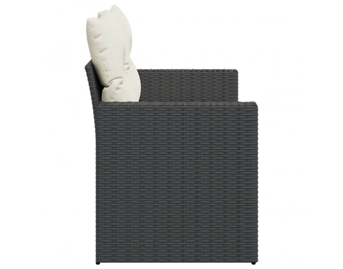 Sonata H Градински диван с възглавници 2-местен черен полиратан