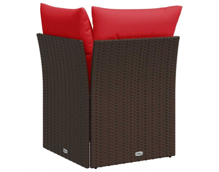 Sonata H Ъглов градински диван с възглавници, кафяв, полиратан