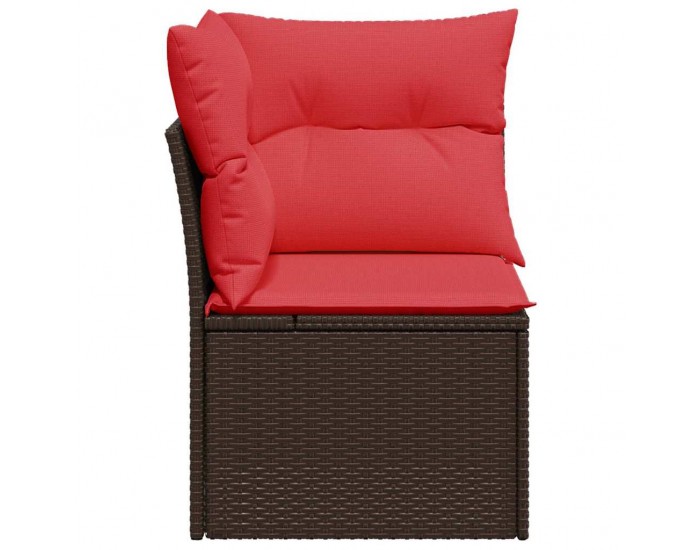 Sonata H Ъглов градински диван с възглавници, кафяв, полиратан