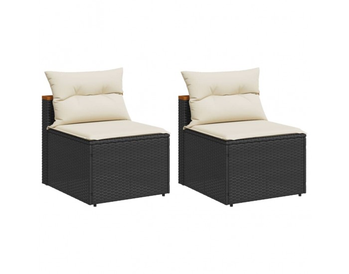 Sonata H Външни кресла без подлакътник възглавници 2 бр черен полиратан