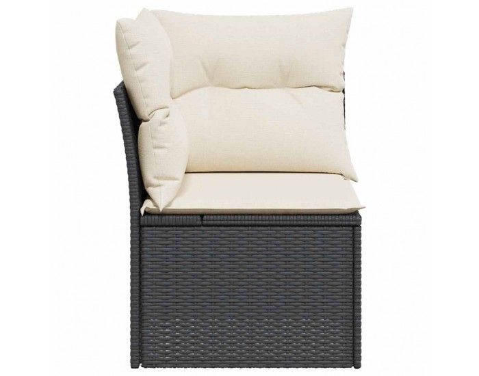 Sonata H Градински ъглов диван с възглавници черен полиратан