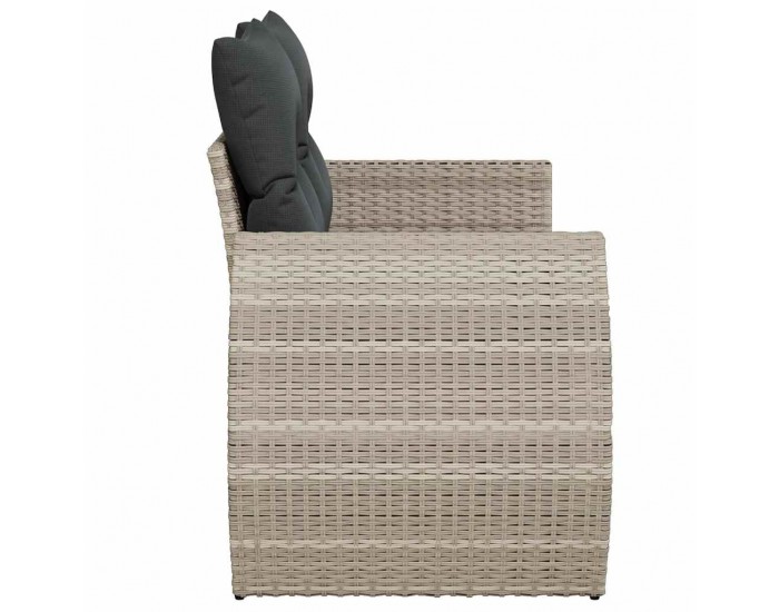 Sonata H Градински диван с възглавници 2-местен светлосив полиратан