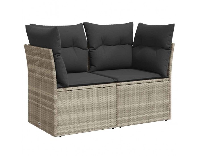 Sonata H Градински диван с възглавници 2-местен светлосив полиратан