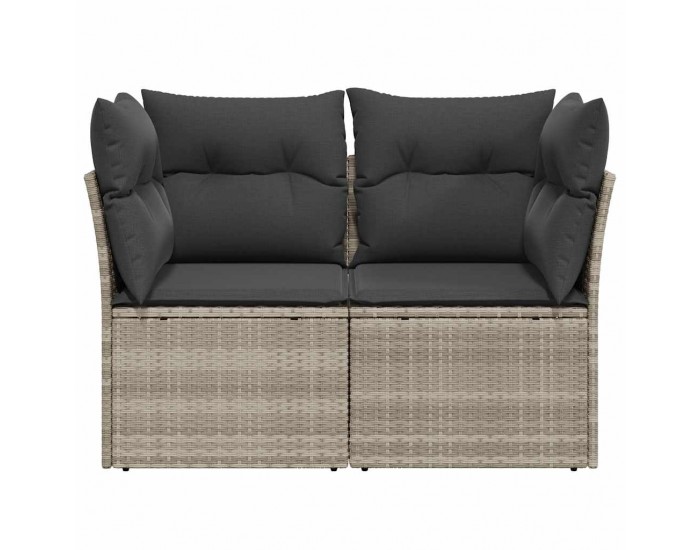 Sonata H Градински диван с възглавници 2-местен светлосив полиратан