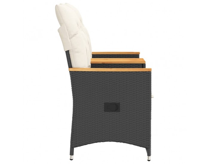 Sonata H Накланящ се градински диван, 2-местен, с маса, черен, полиратан