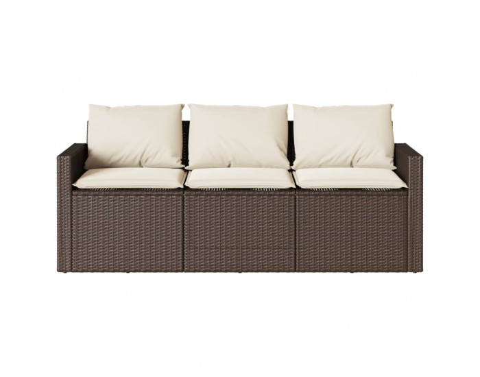 Sonata H 3-местен градински диван с възглавници, кафяв, полиратан