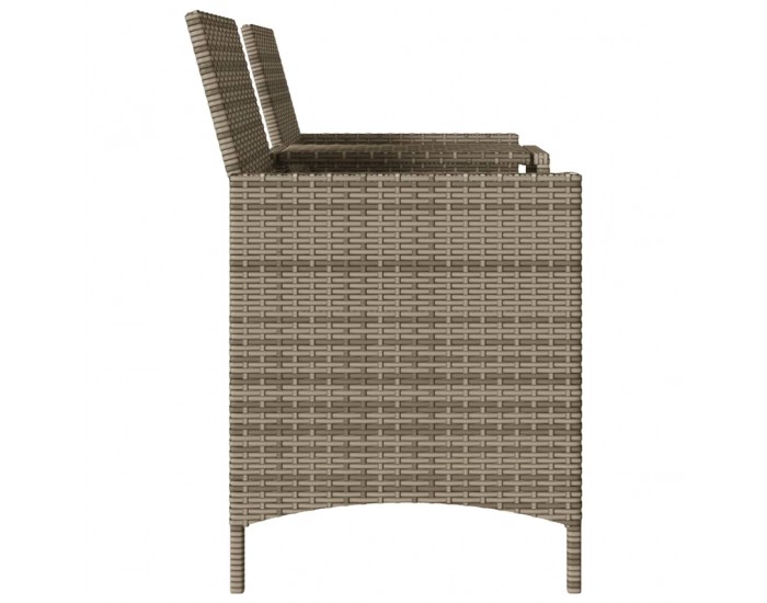 Sonata H Градински диван 2-местен с маса и възглавници сив полиратан